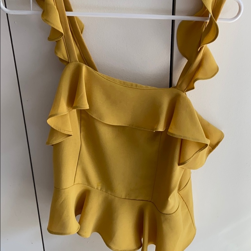 NWOT yellow peplum ruffle top